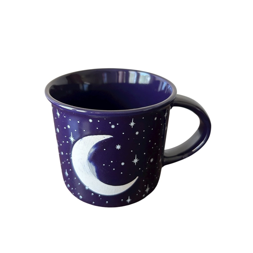 Night Sky Coffee Mug By Capelli New York. Navy Blue Moon And Stars. 14 oz